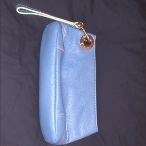Adrienne Vittadini blue leather clutch bag.